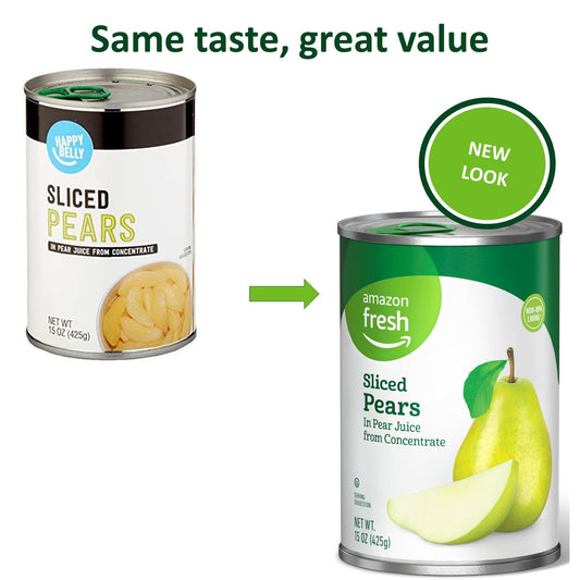 Amazon Fresh, Sliced Pears In Pear Juice From Concentrate, 15 Oz (Previously Happy Belly, Packaging May Vary)