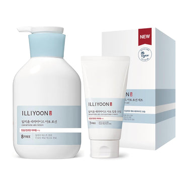 Illiyoon Ceramide Ato Moisturizer Set - Lotion 528Ml(17.85Oz) Includes Ato Cream 150Ml(5.07Oz) Gift Set, Christmas And Birthday Gift Body Care Kit