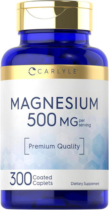 Carlyle Magnesium 500Mg | 300 Coated Caplets | Vegetarian, Non-Gmo, And Gluten Free Supplement