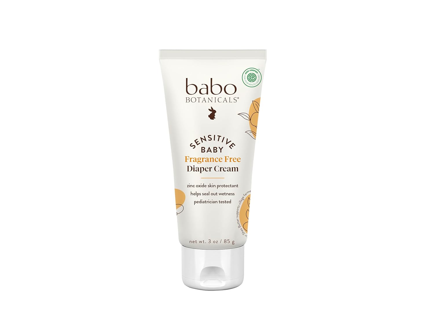 Babo Botanicals Sensitive Baby Fragrance-Free Diaper Cream - 25% Natural Zinc Oxide - Calendula, Shea & Cocoa Butter - Ewg Verified - Vegan- From Birth