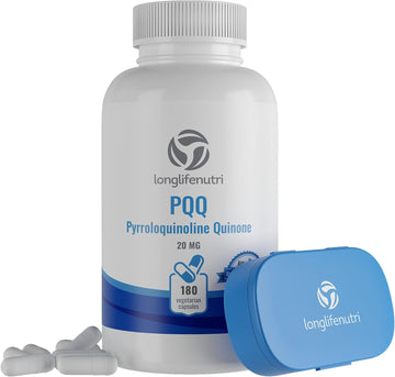 High Purity Pqq Supplement - 180 Caps - Pqq 20Mg - Mitochondrial Supplements - Quinone Capsules - Atp Supplements - Pyrroloquinoline Quinone - Aids Mitochondria Function