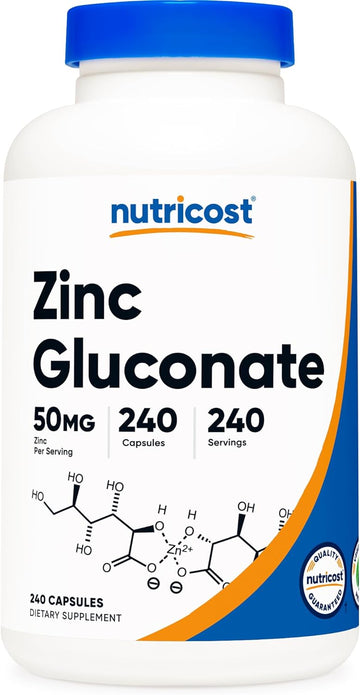 Nutricost Zinc Gluconate 240 Vegetarian Capsules (50mg) - Gluten Free