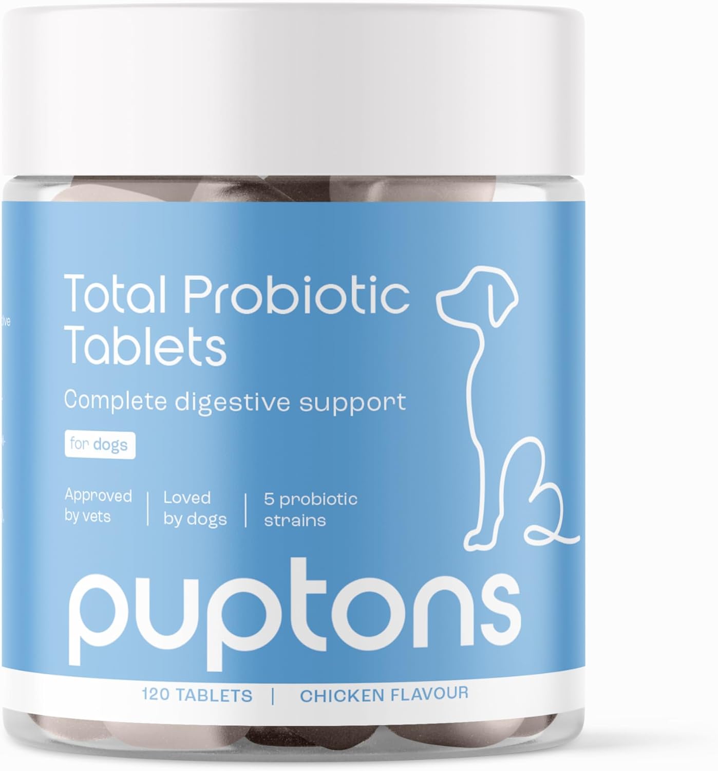 Total Probiotic Tablets for Dogs | Dog Probiotic Supplements for Complete Digestive Support | Yeast Infection Treatment | Wind, IBS & Diarrhoea Relief | Reduce Itching | Chicken Flavour (30 Tablets)