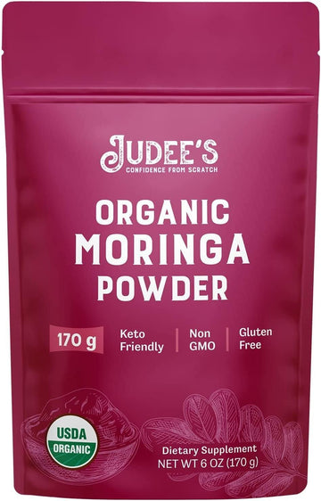 Judee'S Organic Moringa Powder 6 Oz - Non-Gmo - Gluten-Free And Keto-Friendly - Blends Well In Smoothies And Protein Shakes - Mix Into Juice, Tea, Or Lattes