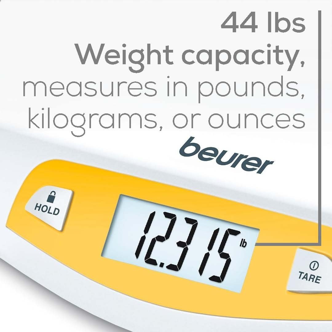 Beurer BY80 Digital Baby Scale, Infant Scale for Weighing in Pounds, Ounces, or Kilograms up to 44 lbs with Hold Function, Pet Scale for Cats and Dogs : Health & Household