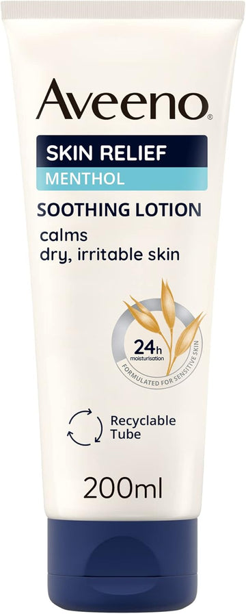 Aveeno Skin Relief Soothing Lotion (1X 200Ml) With Nourishing Oat And Menthol Extract, Suitable For Sensitive Skin, 24-Hour Hydration, Clinically Proven To Moisturise And Protect Dry, Irritable Skin