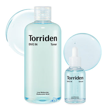 Torriden Dive-In Low-Molecular Hyaluronic Acid Serum 1.69 Fl Oz + Toner 10.14 Fl Oz | Vegan Clean Cruelty Free Facial Ampoule Moisturizer Astringent Alcohol-Free Fragrance-Free