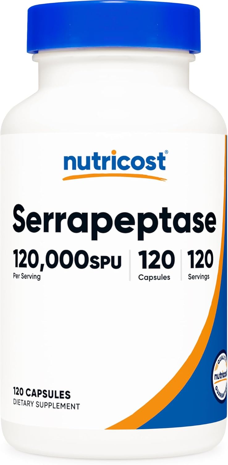 Nutricost Serrapeptase 120,000 SPU, 120 Capsules - Gluten Free, Non-GMO, and Vegetarian Friendly