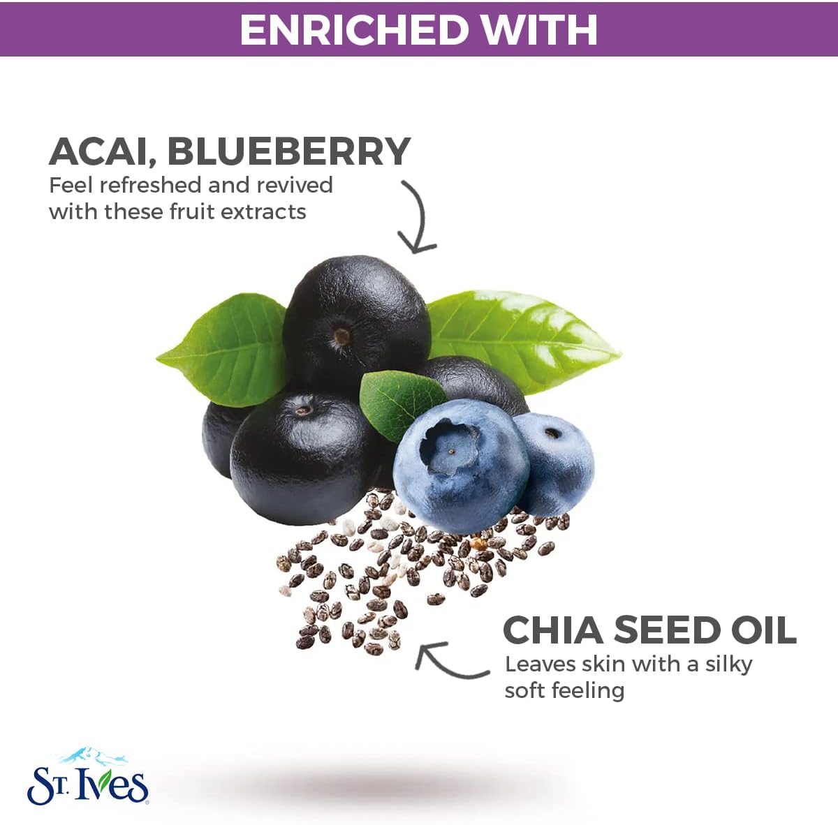 St Ives 23 Ml Sheet Mask Revitalising Acai, Blueberry And Chia Seed Oil (Single)