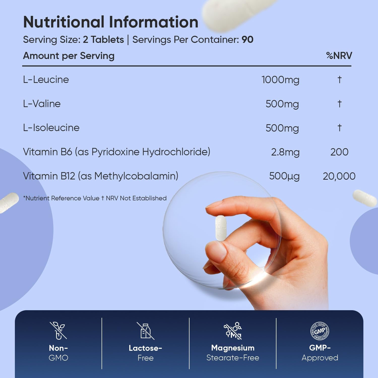 BCAA Tablets 2000mg - 180 Tablets - with Essential Amino Acids - Vitamin B6 & B12-3 Months Supply - 2:1:1 Ratio BCAAs - for Men & Women - Vegan & Non-GMO : Amazon.co.uk: Health & Personal Care