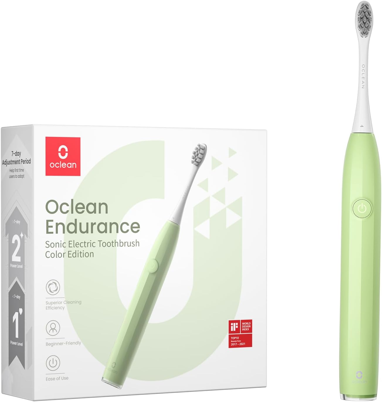 Oclean Sonic Electric Toothbrush,Electric Toothbrushes Adults,Rechargeable Electric Toothbrush With 72000 Movements Deep Clean Mode,Beginner Friendly,2 Minutes Smart Timer-Green