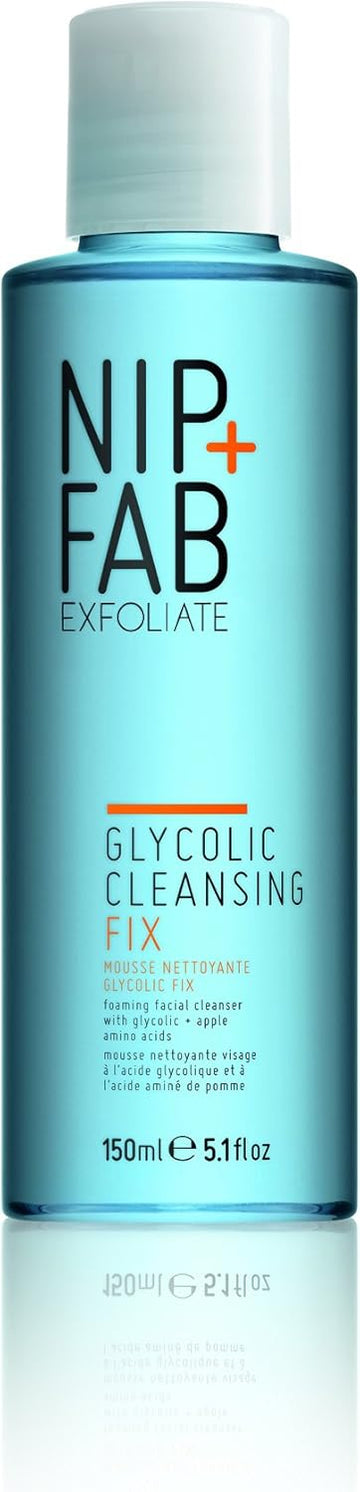 Nip + Fab Glycolic Acid Fix Foaming Cleanser For Face With Olive Oil, Exfoliating Resurfacing Aha Facial Cleansing Foam Wash For Exfoliation Even Tone Brighten Skin, Fine Lines And Wrinkles, 150 Ml