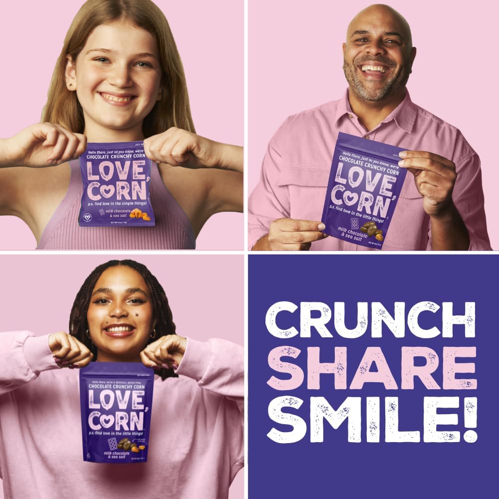 LOVE CORN Milk Chocolate & Sea Salt Crunchy Corn Snack 90g x 6 Bags – Chocolate Multipack Snacks Ideal for Gluten Free Diets – Chocolate Gift – Perfect To Graze On : Amazon.co.uk: Grocery