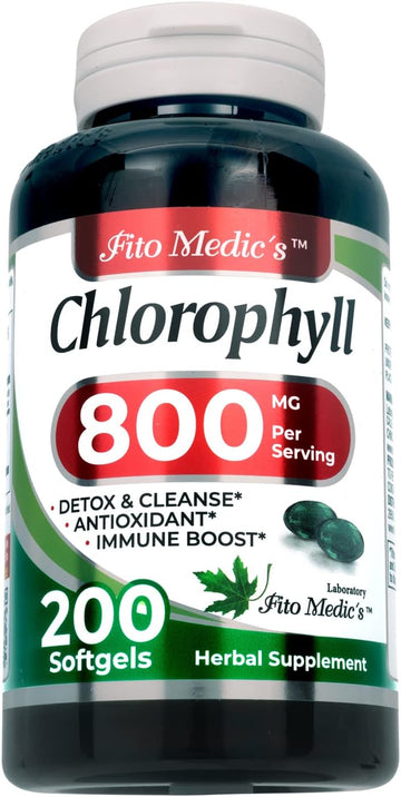 FITO MEDIC'S Lab - Chlorophyll - Pure - 800 mg per Serving- 200 Softgels - Chlorophyll Capsules -Detox Cleanse, Greens Supplements- Chlorophyll Pills - Ultra high Absorption