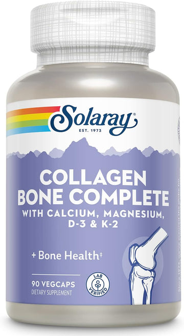 SOLARAY Collagen Bone Complete | Advanced Bone Matrix Formula with Plant Calcium & Magnesium | 30 Servings | 90 VegCaps