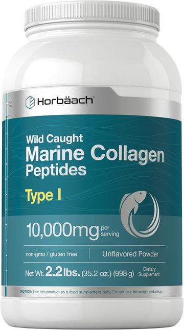 Horbäach Marine Collagen Powder 2.2 Lbs | Hydrolyzed Collagen Peptides | Unflavored | Keto, Paleo, Non-Gmo, Gluten Free Supplement