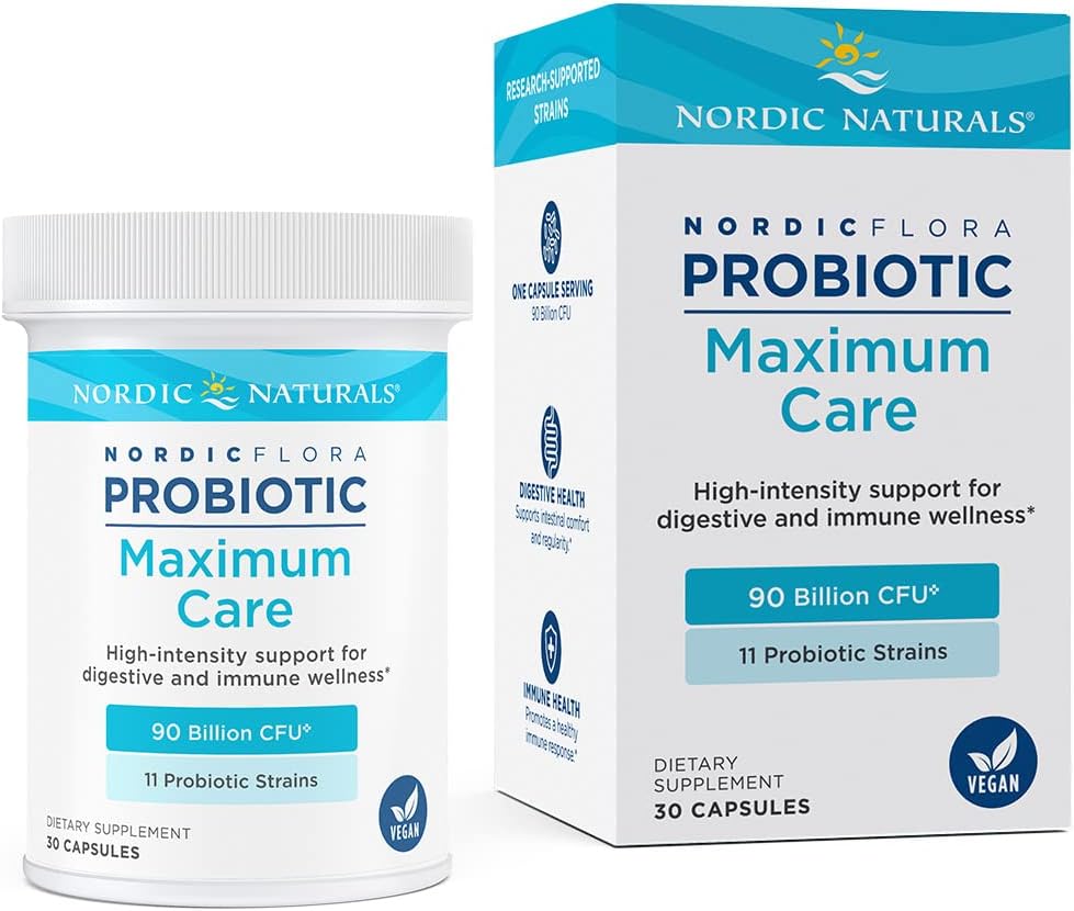 Nordic Naturals Nordic Ora Probiotic Maximum Care, 30 Capsules, 11 Probiotic Strains For Daily Immune And Digestive Health Support, Vegan, 30 Servings