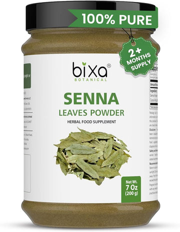 Bixa Botanical Senna Leaves Powder (Cassia Angustifolia), Ayurvedic Herbal Supplement To Support Digestive Function, Gluten Free, Non-Gmo, Steam Treated, Vegan, 100% Pure | 200G / 7Oz