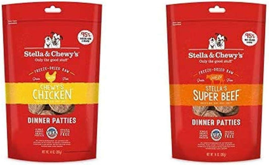 Stella & Chewy's Freeze-Dried Raw Dinner Patties Dog Food (Bundle of 2, 14 oz. Bags) - Chicken & Beef : Pet Supplies