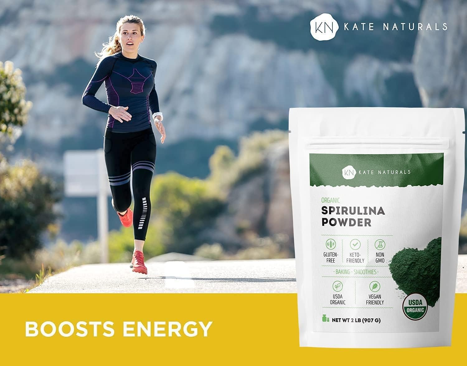 Kate Naturals Organic Spirulina Powder (2 lb) for Immune Support and Antioxidants USDA Certified. Natural. Non-GMO. Gluten-Free. Nutrient Dense Superfood Supplement : Health & Household