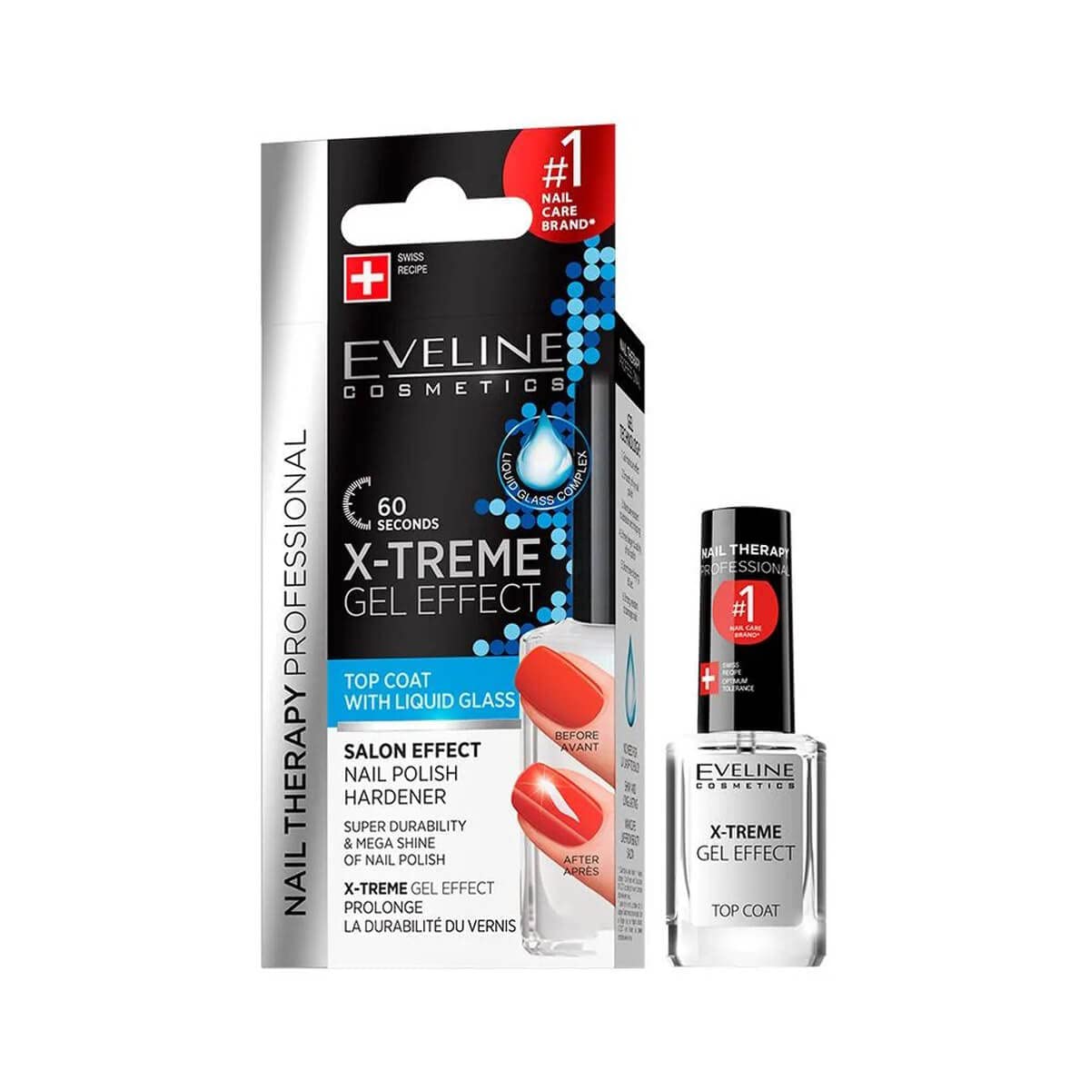 Eveline X-treme Gel Effect Top Coat Nail Polish Hardener Mega Shine 12ml by EVELINE : Beauty & Personal Care