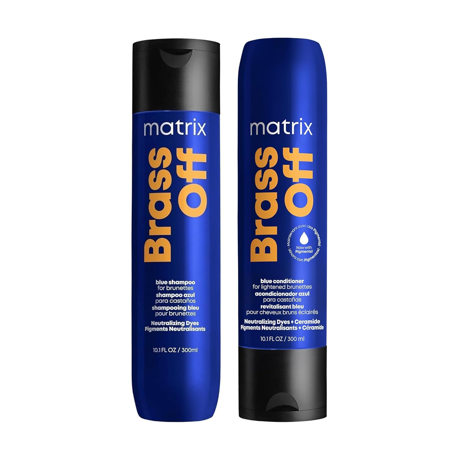 Matrix Brass Off Blue Shampoo And Pigmented Conditioner Set | Removes Brassy Orange Undertones | Toning Conditioner For Lightened Brunettes | For Color Treated Hair | Premium Salon Conditioner | Vegan