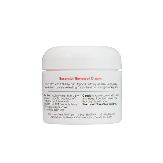 Alpha Skin Care Essential Renewal Cream | Anti-Aging Formula | 10% Glycolic Alpha Hydroxy Acid (Aha | 2 Oz, Red , White