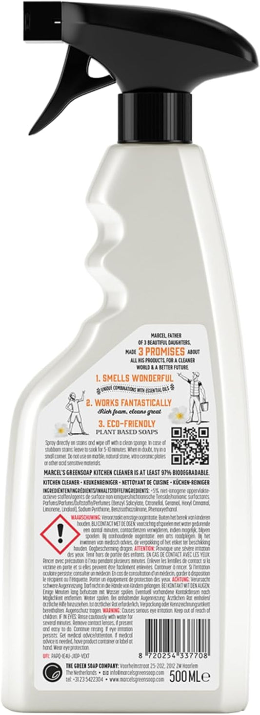 Marcel'S Green Soap - Kitchen Cleaner Spray - Orange & Jasmine - Degreaser Spray - 97% Biodegradable - 500Ml
