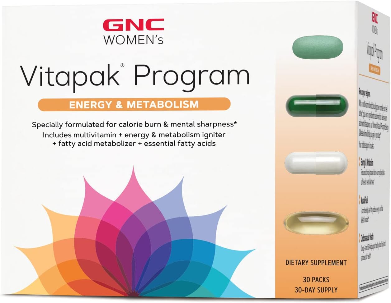 Gnc Women'S Energy & Metabolism Vitapak | Complete Nutrient System Designed For Women | Supports Increased Energy & Metabolism Plus Performance & Focus | 30 Count