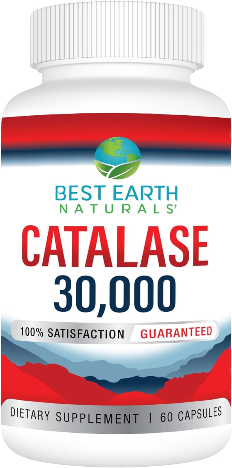 Best Earth Naturals Catalase 30,000 Supplement - Hair Supplements For Strong Hair - 60 Capsules