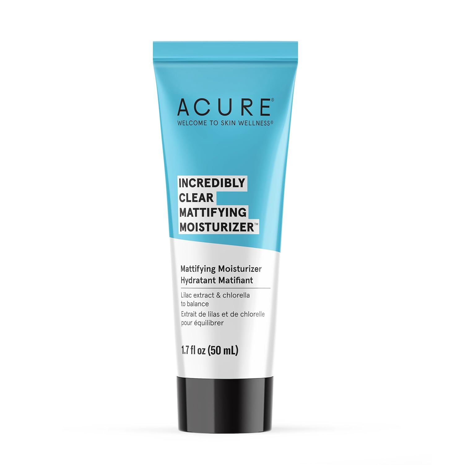 Acure Incredibly Clear Mattifying Face Moisturizer - Matte Finish Moisturizing Oil-Free Facial Cream Enriched With Lilac Extract & Chlorella -Achieve Skin Clarity, Smooth Texture & Pore Toning, 1.7 Oz