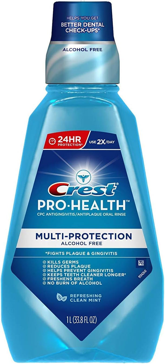 Crest Pro-Health 1 Liter Multi-Protection Refreshing Mouthwash, Clean Mint, 2.1875 Pound