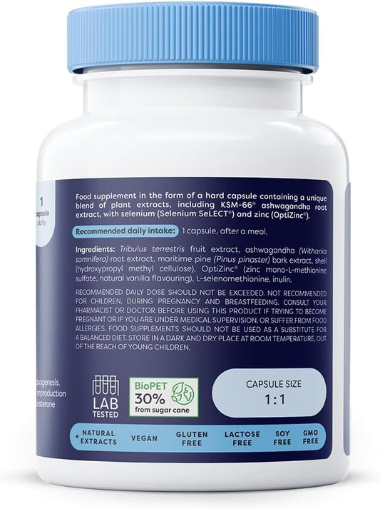 Osavi Hormonal – 30 Vegan Capsules | Ksm–66® Ashwagandha, Selenium & Zinc For Male Fertility & Testosterone Support | Protects Cells From Oxidative Stress, Supports Reproductive Health