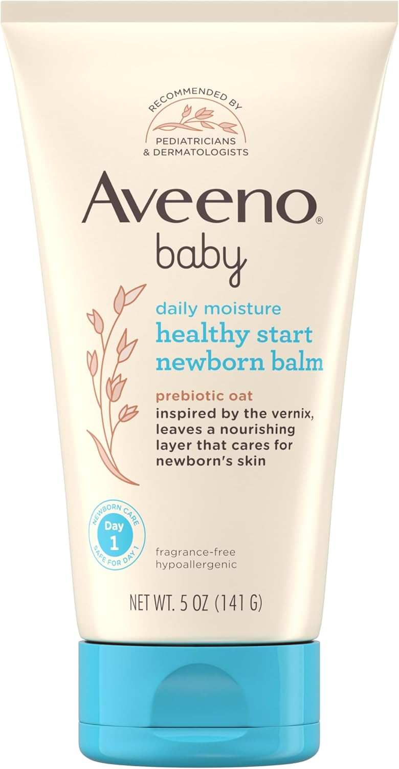 Aveeno Baby Healthy Start Nourishing Newborn Balm, Hypoallergenic Baby Skin Balm With Prebiotic Oat Leaves A Nourishing Layer To Care For Newborn Skin, Fragrance-Free, 5 Oz