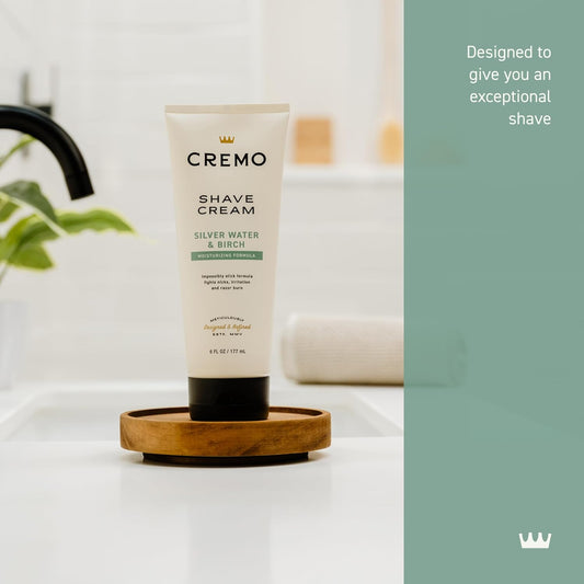 Cremo Silver Water & Birch Shave Cream, Astonishingly Superior Ultra-Slick Shaving Cream For Men, Fights Nicks, Cuts And Razor Burn, 6 Fl Oz