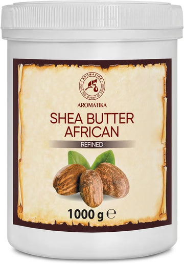 Aromatika Refined Shea Butter 17.5 Oz (500G) - Ghana - 100% Natural & Pure Shea Butter For Body Care - Hair - Face - Body Butter - Butyrospermum Parkii