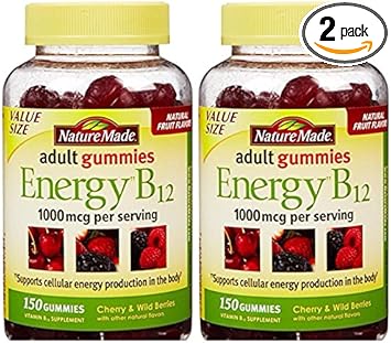 Nature Made Energy B12 Adult Gummies 1000 mcg per Serving 150 Ct (Pack of 2)