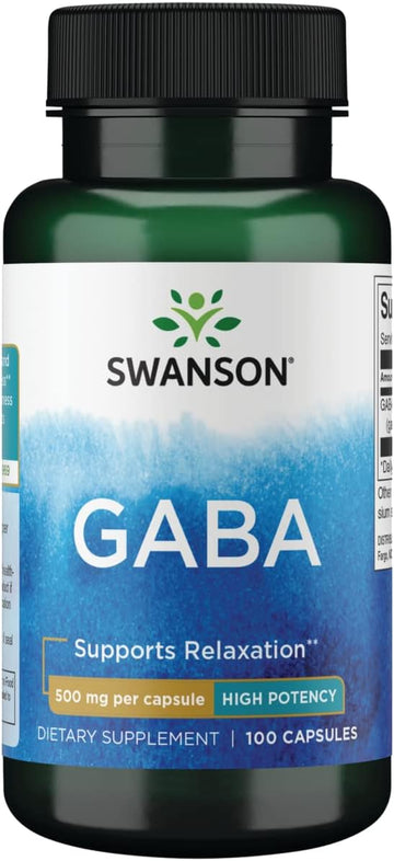 Swanson Gaba - Amino Acid Supplement Promoting Calm & Relaxation To Support Restful Sleep - High Potency Formula To Support Healthy Stress Levels - (100 Capsules, 500Mg Each)