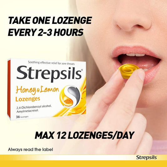 Strepsils Honey & Lemon Lozenges, 36 Lozenges