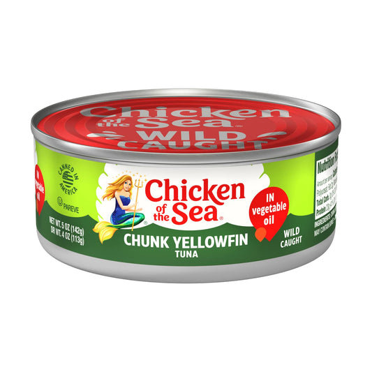Chicken of the Sea Chunk Yellowfin Tuna in Vegetable Oil, Wild Caught Canned Tuna, 5-Ounce Cans (Pack of 12)