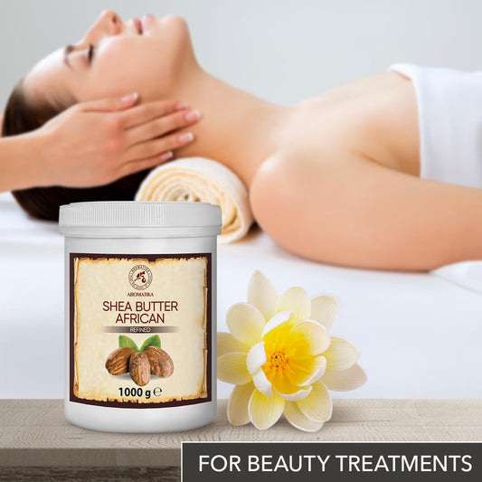 Aromatika Shea Butter Refined 35.3 Oz (1000G) - 100% Pure Shea Butter For Body Care - Hair - Face - Body Butter - Butyrospermum Parkii