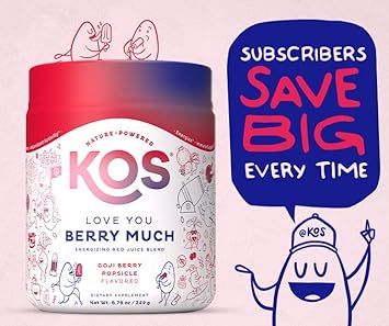 KOS Reds Superfood Powder - Beet Root, Goji Berries, Acai Powder, Pomegranate Juice - Energy Booster, Circulation and Digestion Support - Delicious Goji Berry Popsicle Flavor - 8.78 Oz, 28 Servings : Patio, Lawn & Garden