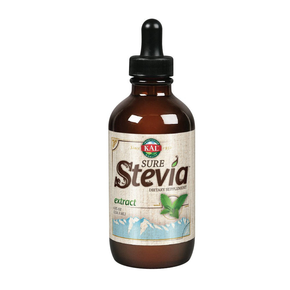 Kal Sure Stevia Extract Zero Calorie Sweetener, Low Carb, Plant Based Liquid Stevia Drops, Great Taste, Zero Sugar, Low Glycemic & Perfect For A Keto Diet, 60-Day Guarantee, Approx. 775 Servings, 4Oz