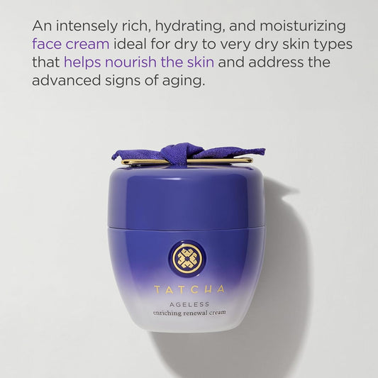 Tatcha Ageless Enriching Renewal Cream | Moisturizing Skin Cream For Firmer Skin To Reduce Appearance Of Fine Lines And Wrinkles | 55 Ml / 1.86 Oz