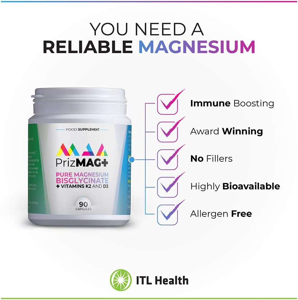 MAG365 ITL Health PrizMAG Plus Magnesium Capsules by ITL Health | Supports Healthy Bones & Better Sleep | Helps Regulate Blood Sugar | Easy Absorption | Pure Quality | 90 Count - Vegan & Gluten Free : Amazon.co.uk: Health & Personal Care