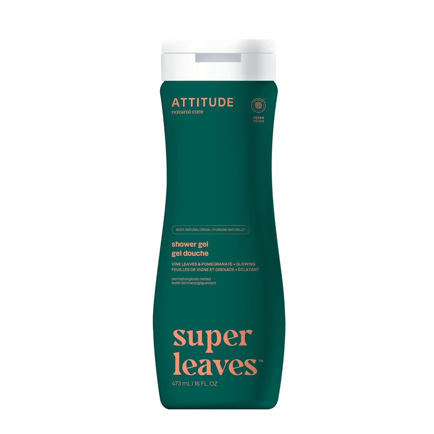 Attitude Body Wash, Ewg Verified Shower Gel, Dermatologically Tested, Plant And Mineral-Based, Vegan Personal Care Products, Orange Leaves, Bulk Refill, 67.6 Fl Oz