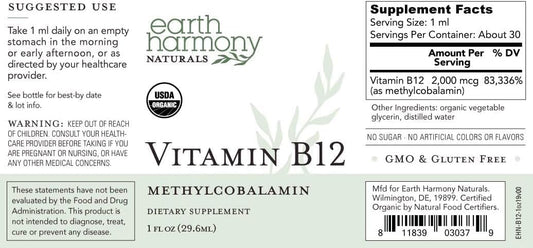 Usda Organic Vitamin B12 2000Mcg Sublingual Liquid Supplement (2-Pack) - Vegan Methylcobalamin Drops For Natural Energy, Maintain Metabolism, And Immune System Support - 1 Fl Oz