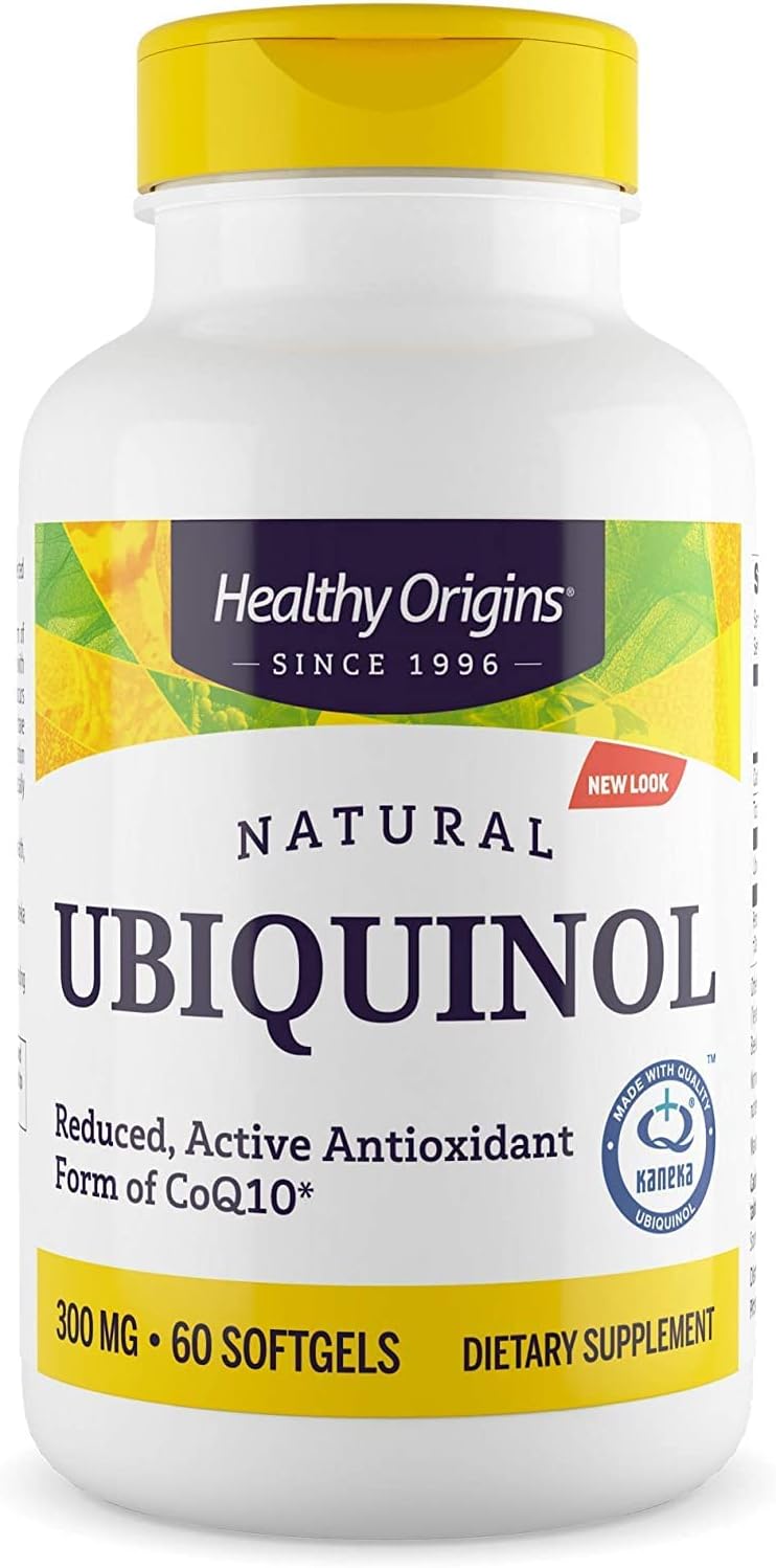 Healthy Origins Ubiquinol (Active form of CoQ10), 300 mg - Activated Form of CoQ10 - Kaneka Ubiquinol Supplements for Heart Health & Antioxidant Support - Gluten-Free & Non-GMO - 60 Softgels