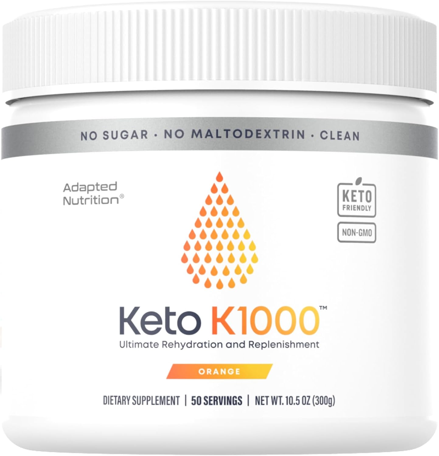 Hi-Lyte Keto K1000 Electrolyte Powder | Orange | Hydration Supplement Drink Mix | Boost Energy & Beat Leg Cramps | No Sugar, No Maltodextrin | 50 Servings