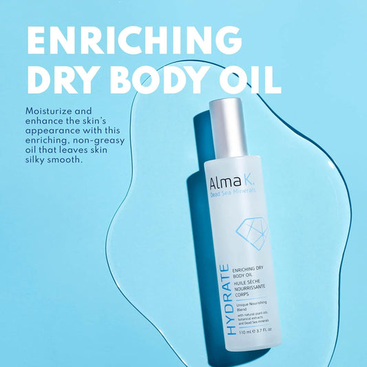Alma K Enriching Dry Body Oil - Vitamin E Oil For Skin - Body Oil After Shower - With Avocado, Olive, Argan Oils - White Tea And Neroli Scent - 3.7 Oz